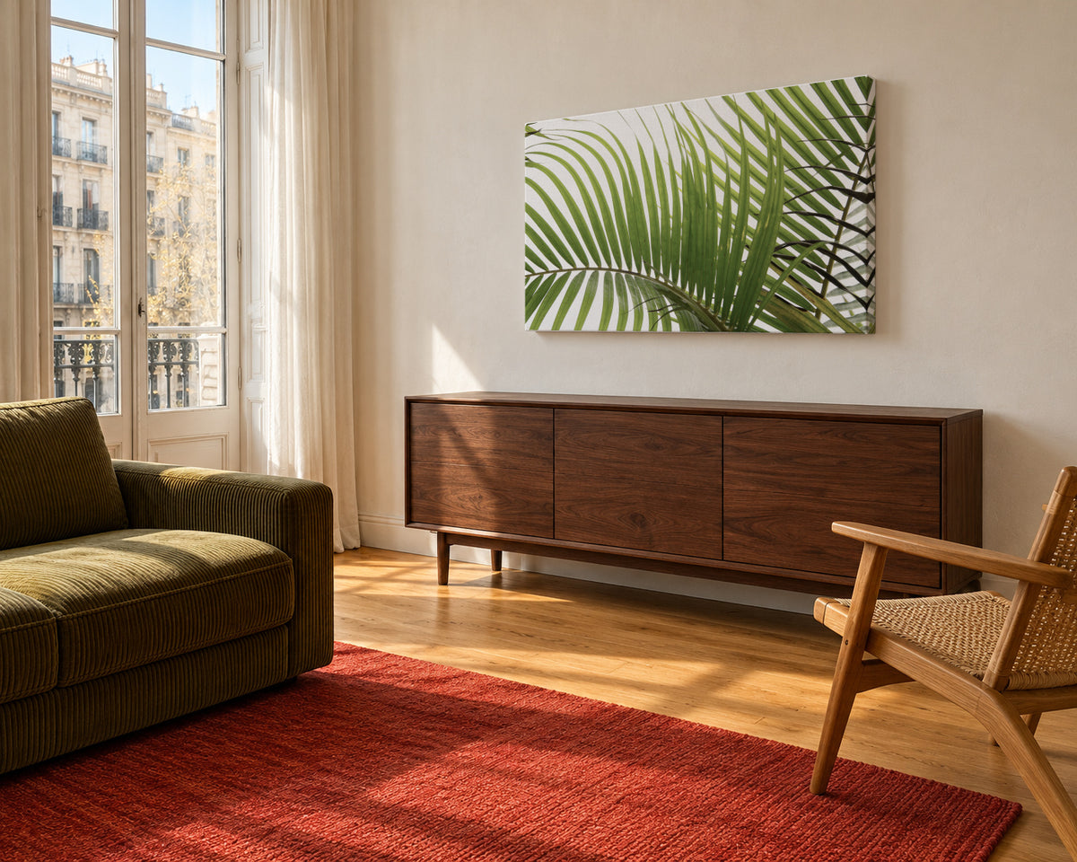 Palm Leaves 02 - Unframed canvas in an interior