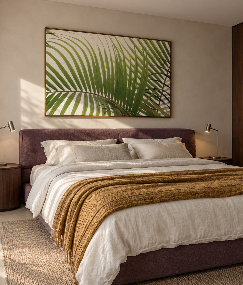 Palm Leaves 02 - Framed canvas in an interior