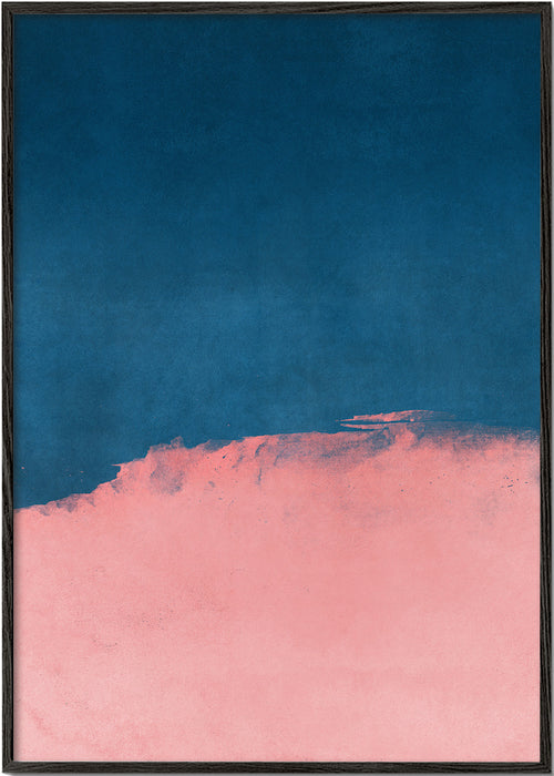 Minimalistisch landschap roze en blauw