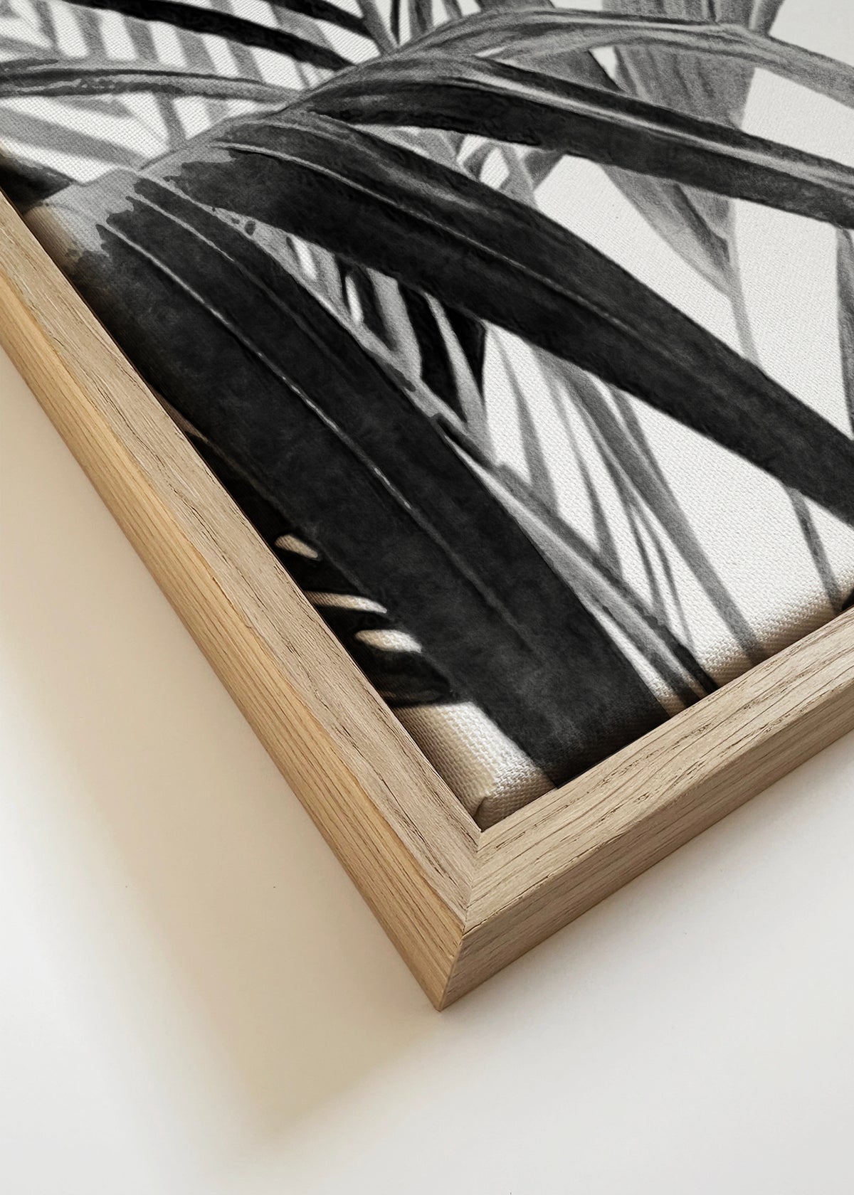 Palm Leaves Black and White 03 - Framed canvas detail