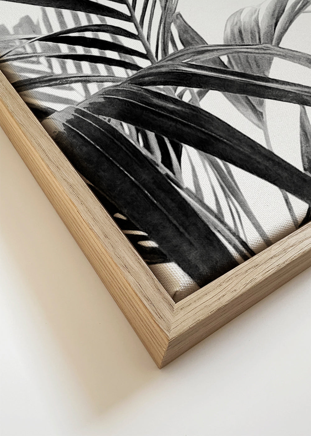 Botanische print: palmbladeren in zwart-wit