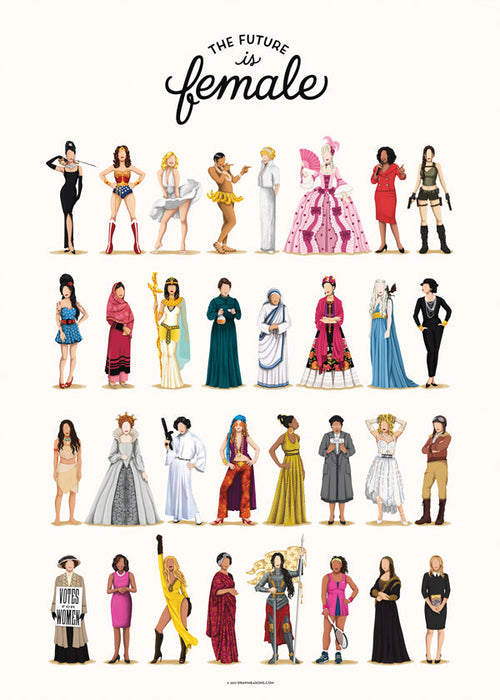 Illustratie 'The Future is Female' iconische figuren
