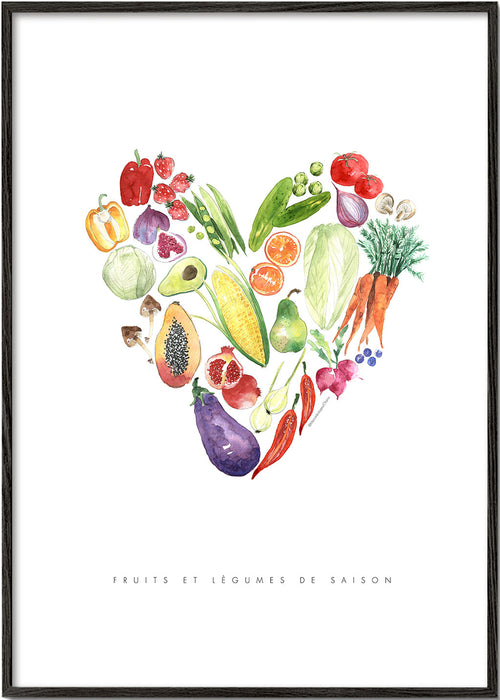 Keuken kunst groentehart aquarel