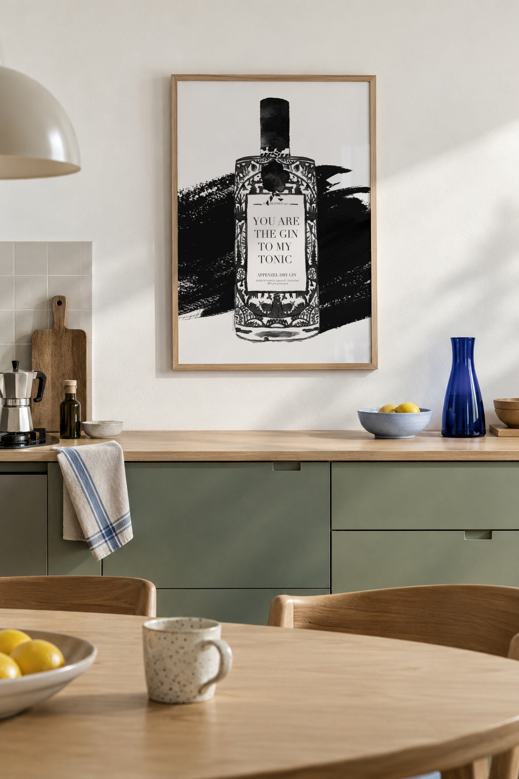 Gin to my tonic - Framed poster in an interior
