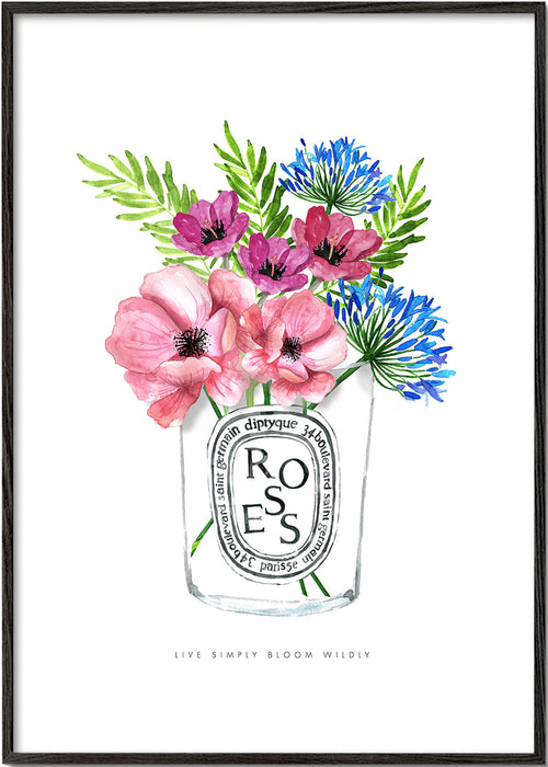 Botanische poster: aquarel boeket in glas