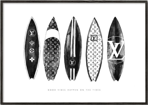 Sportkunst surfplanken in monochroom