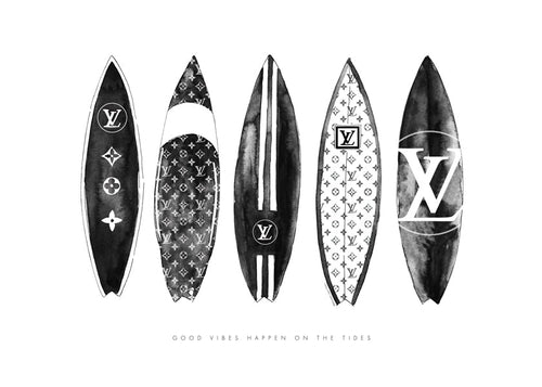 Sportkunst surfplanken in monochroom