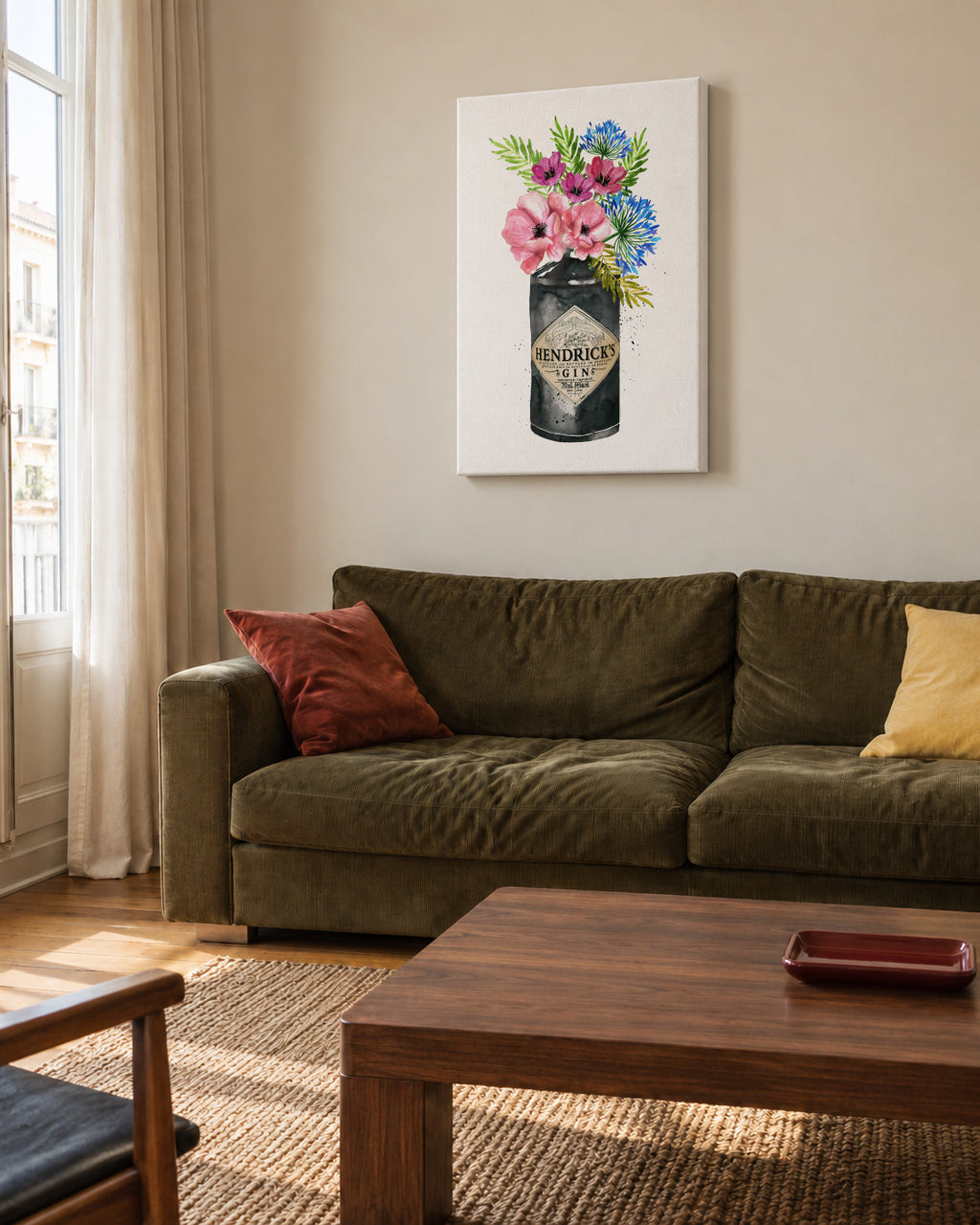 Hendrick's flowers - Unframed canvas in an interior