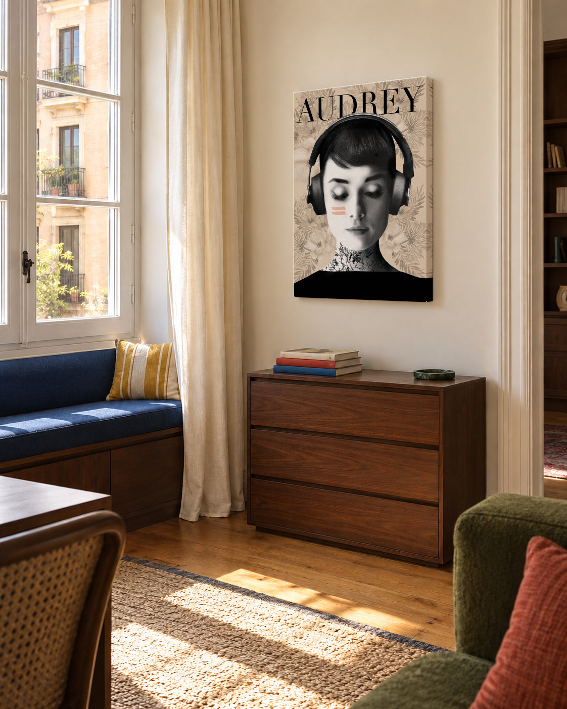 Audrey headphones - Unframed canvas in an interior
