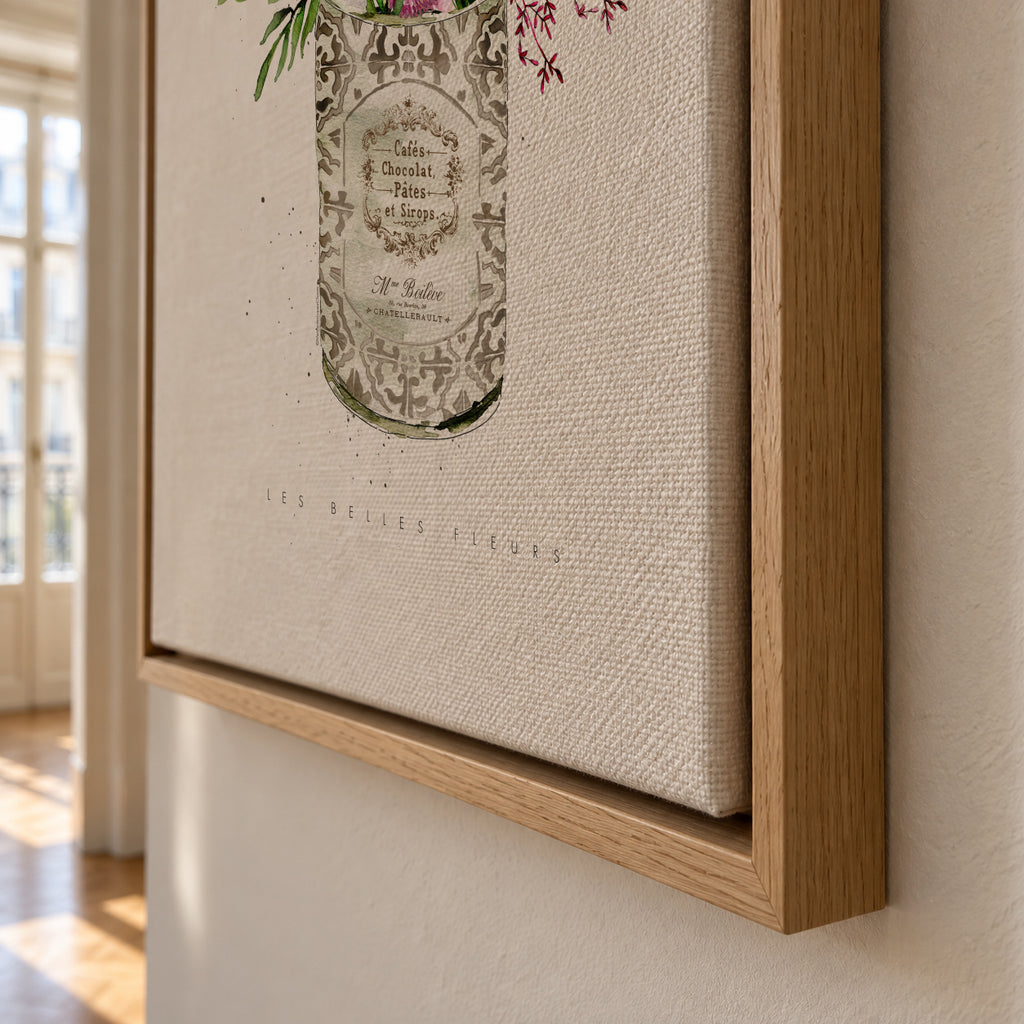Spring Flowers Vintage Can - Framed canvas detail