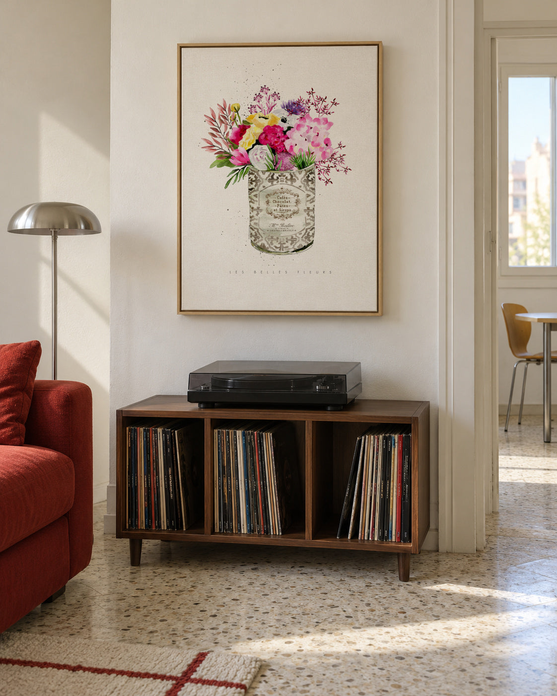 Spring Flowers Vintage Can - Framed canvas in an interior