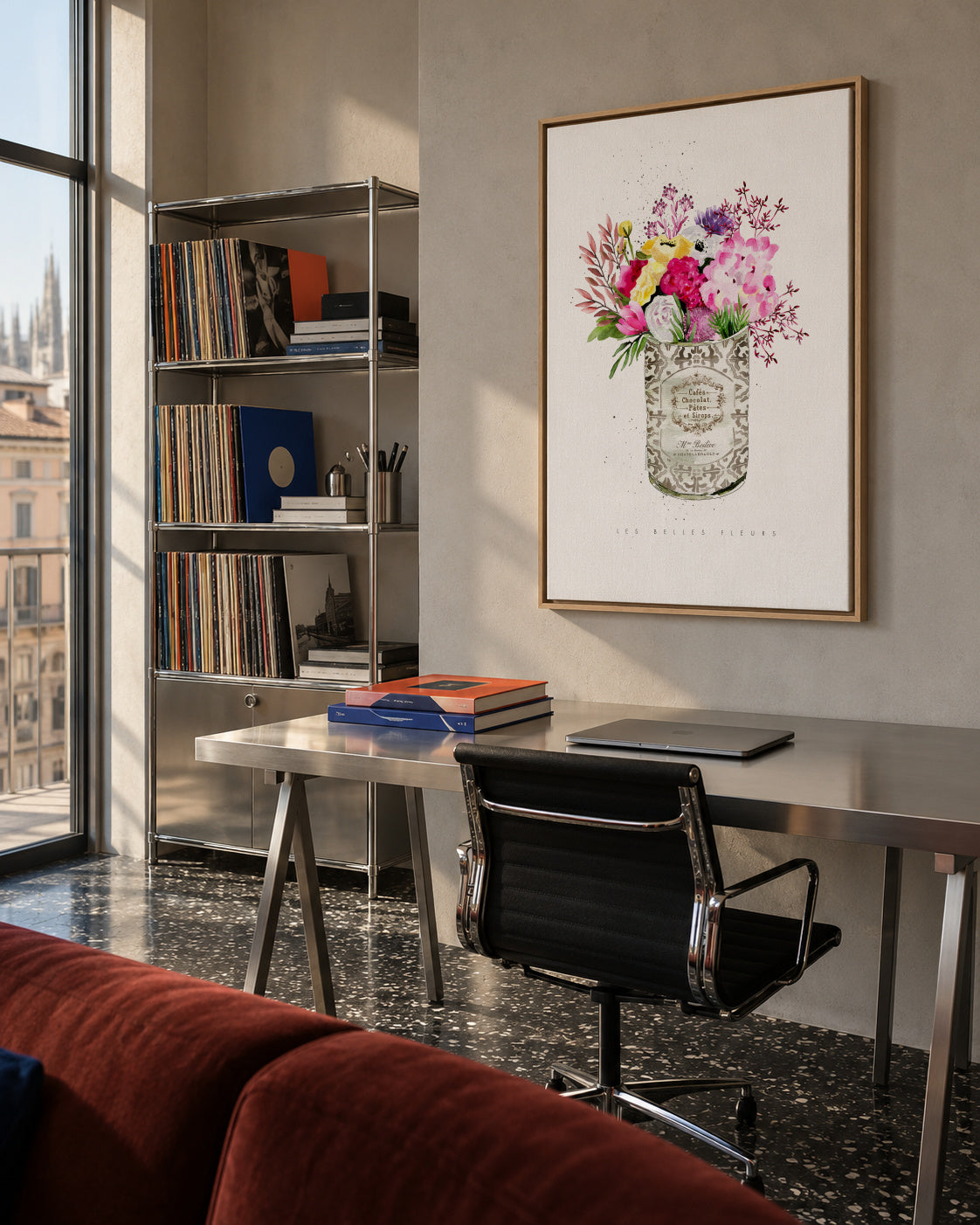 Spring Flowers Vintage Can - Framed canvas in an interior