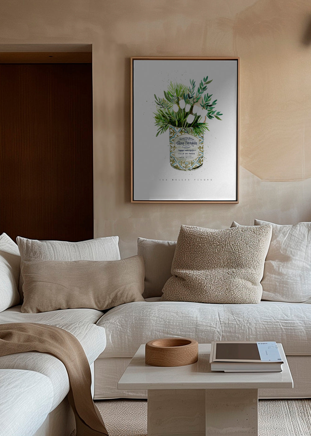 Botanische print witte tulpen in vintage blik
