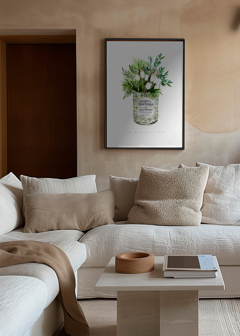 Botanische print witte tulpen in vintage blik
