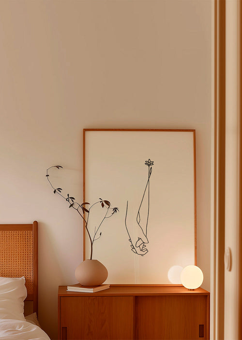 Minimalistische lijnillustratie handen