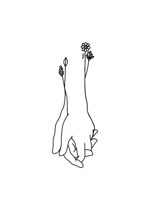 Botanische poster verstrengelde handen