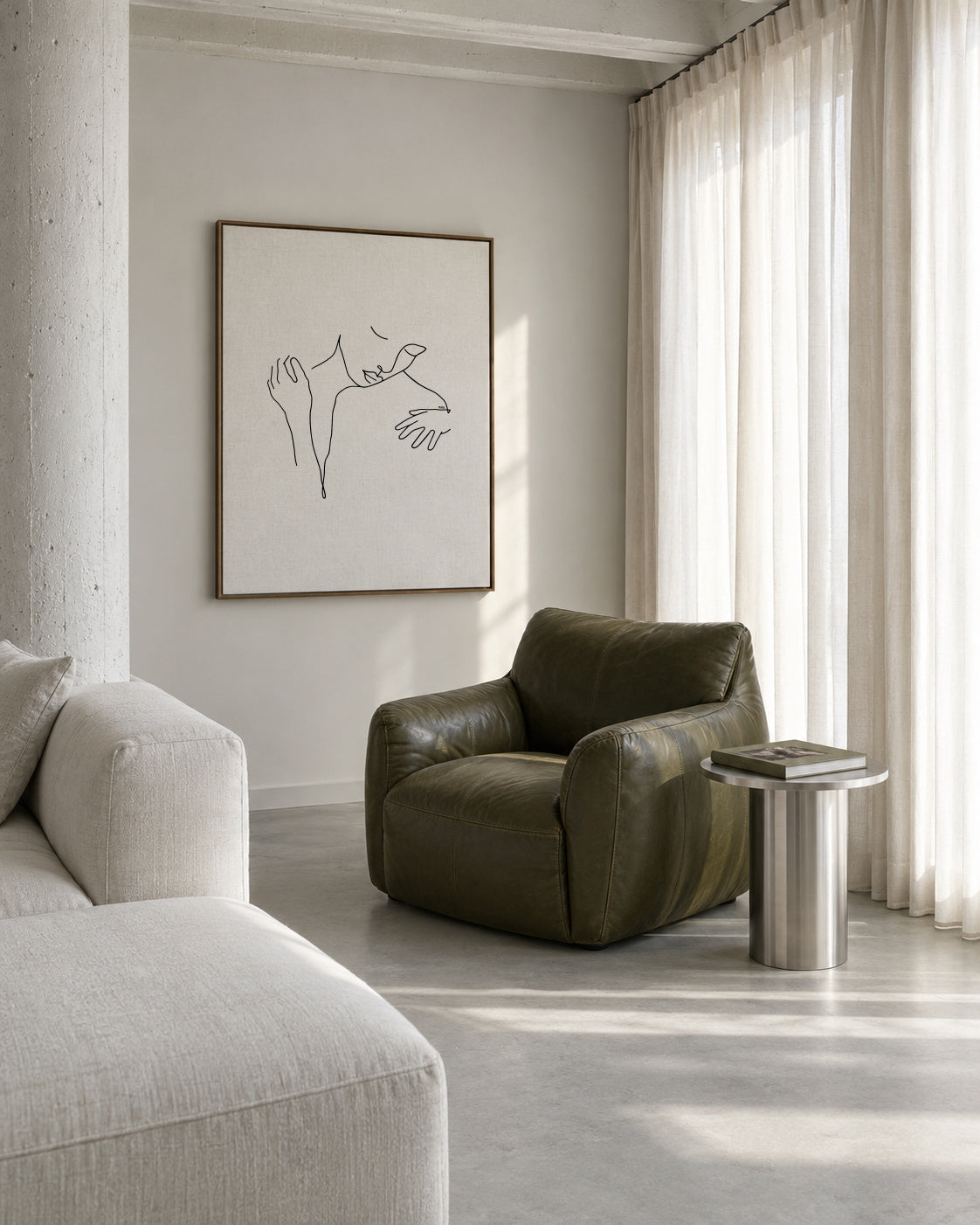 Embrace - Framed canvas in an interior
