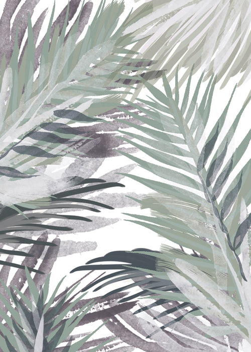 Botanische poster met palmblaaderen in aquarel