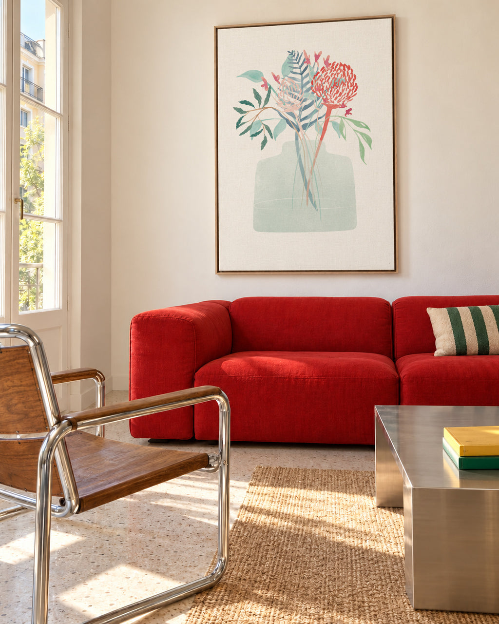 Flower bouquet No.2 - Framed canvas in an interior