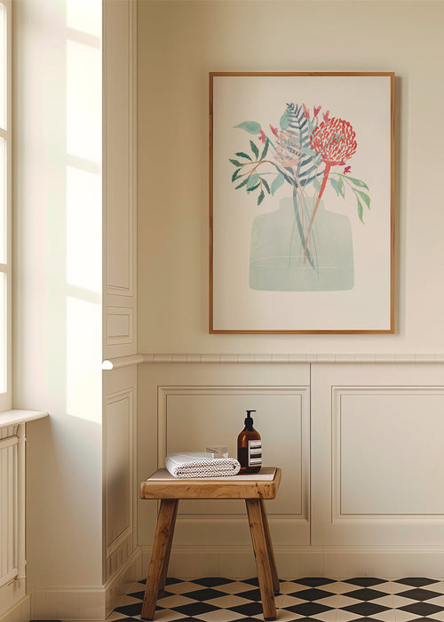 Botanische poster met waterverfvaas