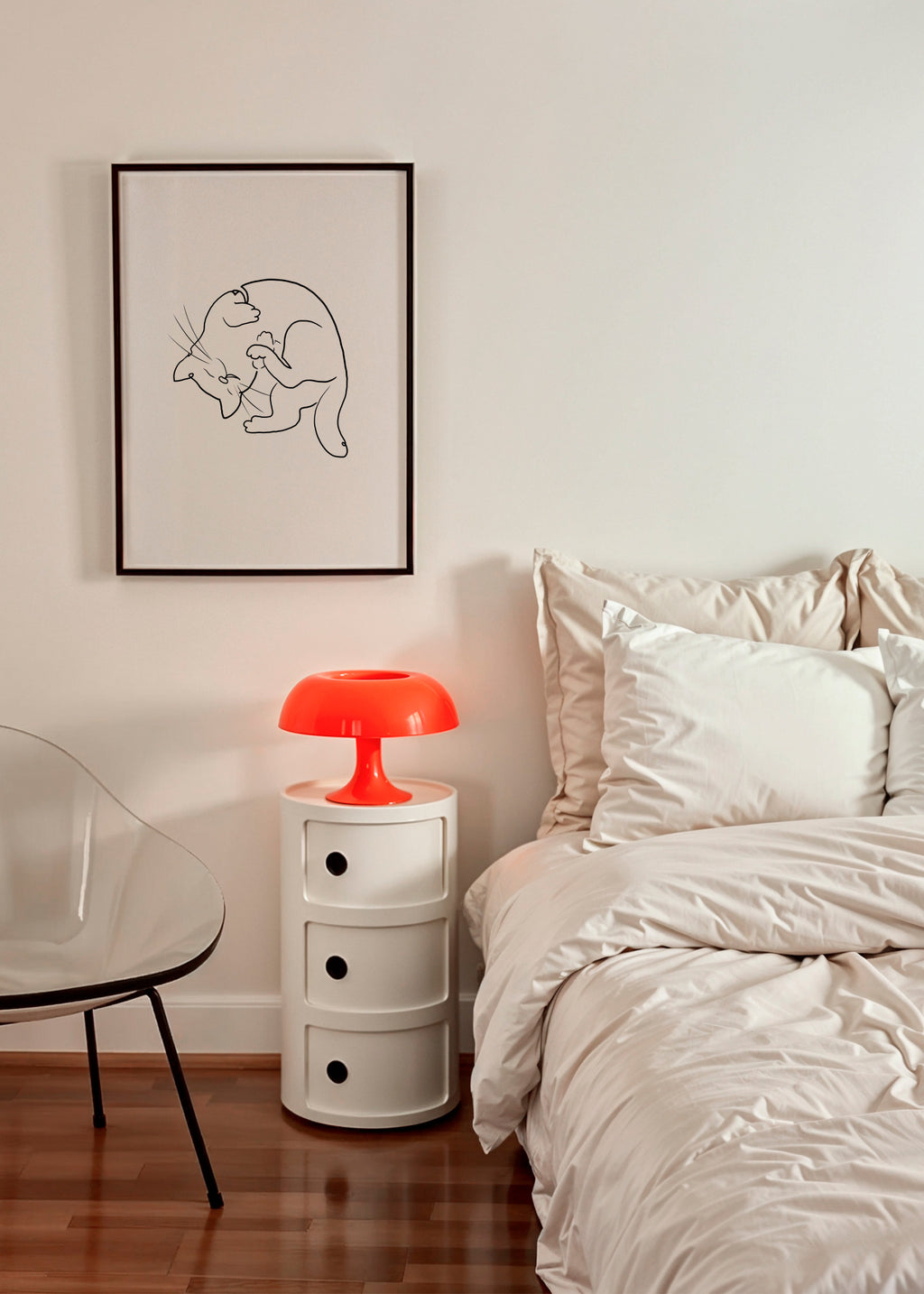 Cat Line No.1 - Framed poster in an interior