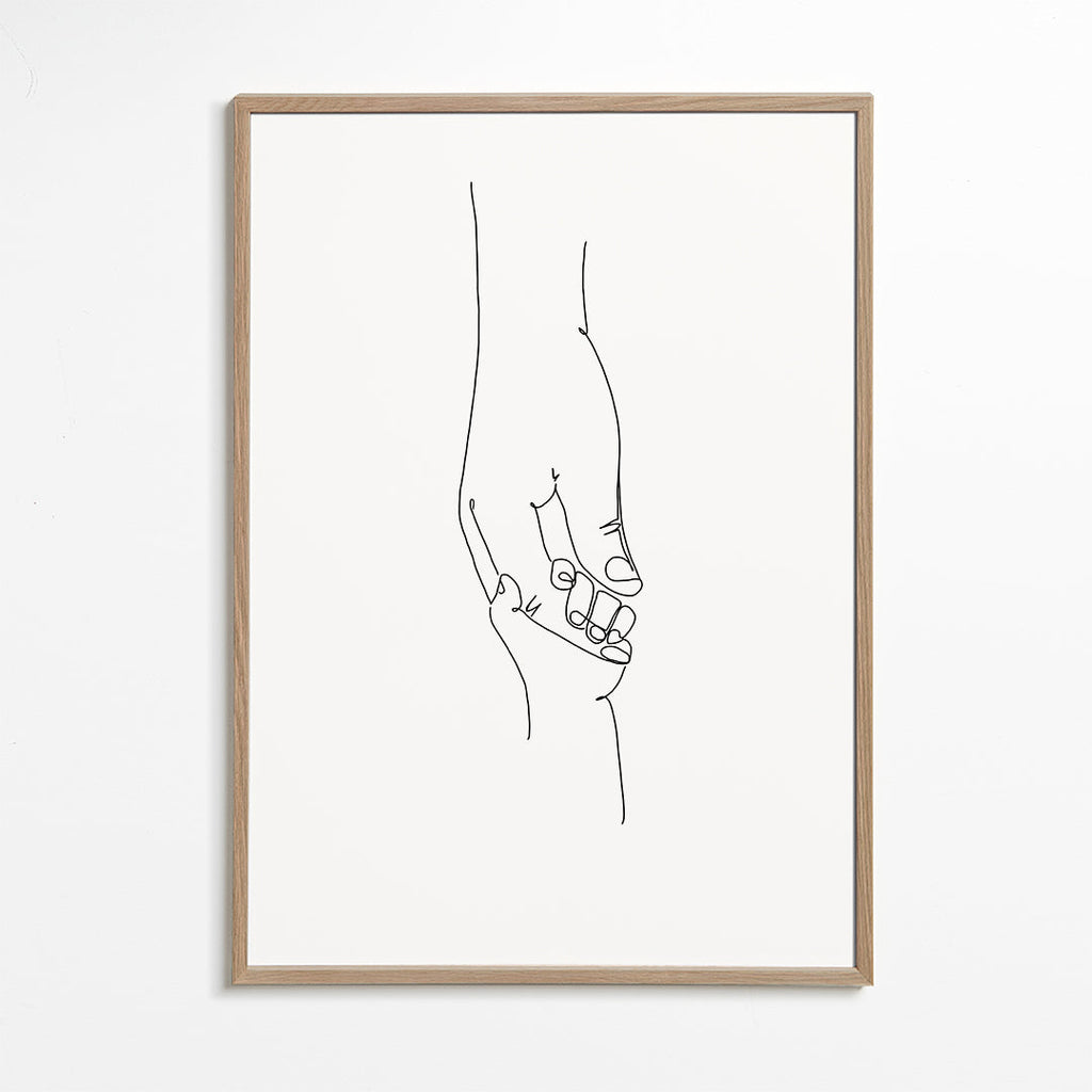 Lijnillustratie babyhanden