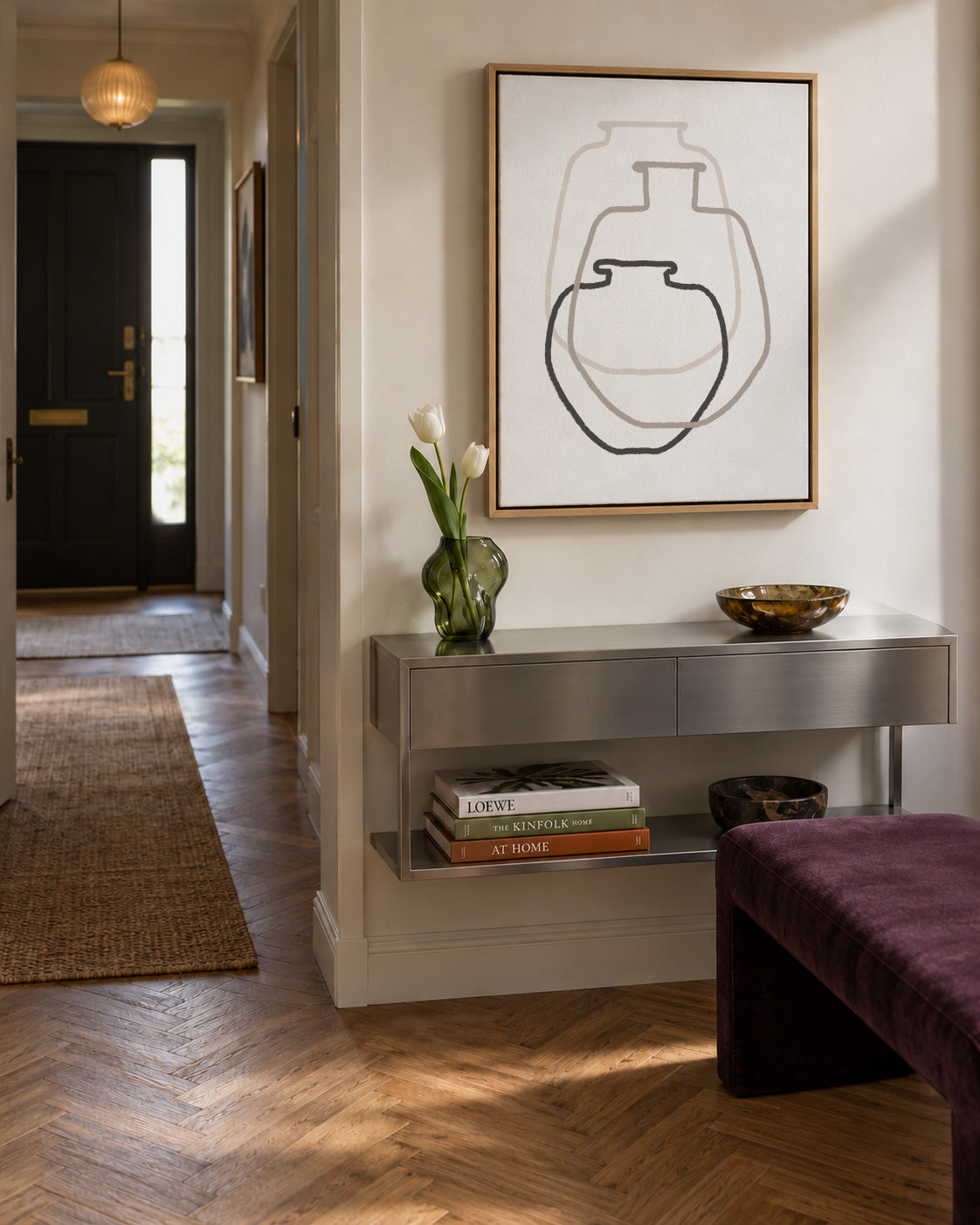 Abstract Vases Black - Framed canvas in an interior