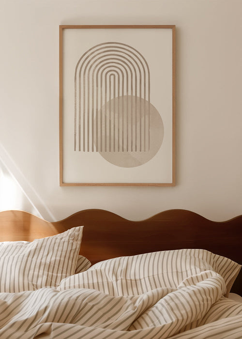 Geometrische poster met beige boog en cirkel