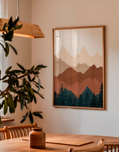 Landschap kunst met gelaagde toppen