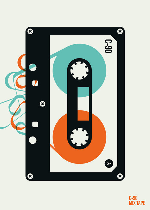 Vintage poster Mixtape cassette illustratie