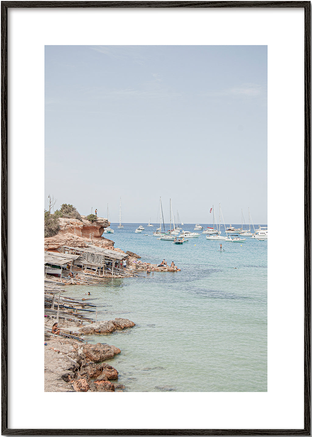 Landschap kunst: strand met zeilboten en zacht uitzicht