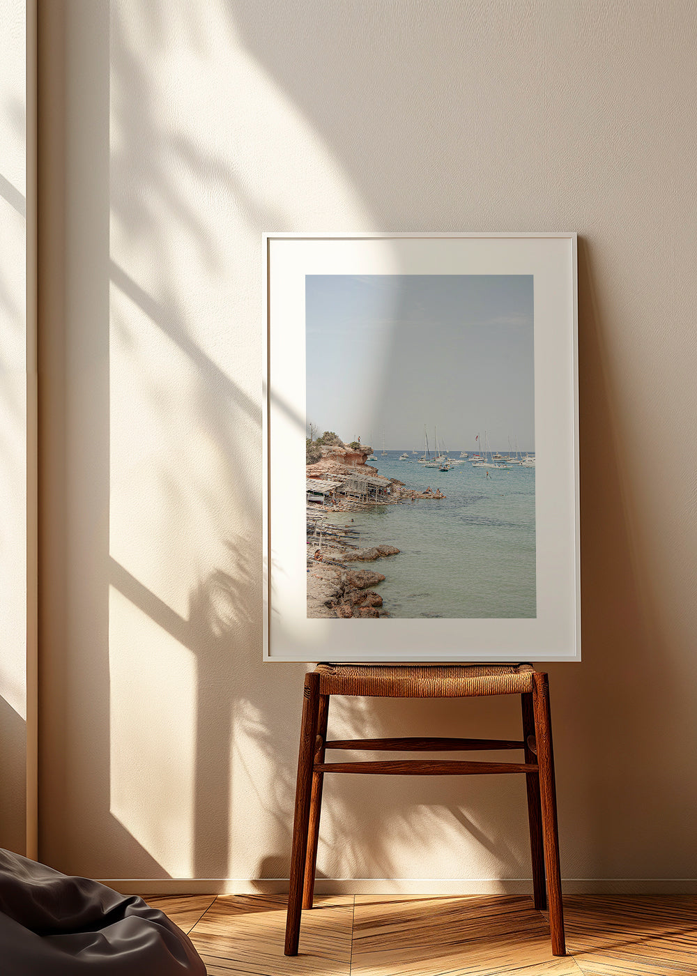 Landschap kunst: strand met zeilboten en zacht uitzicht