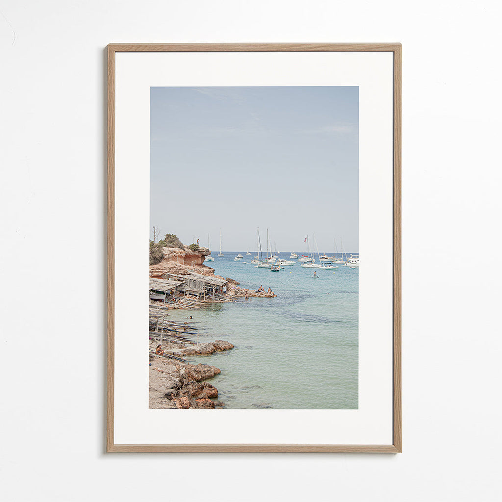 Landschap kunst: strand met zeilboten en zacht uitzicht