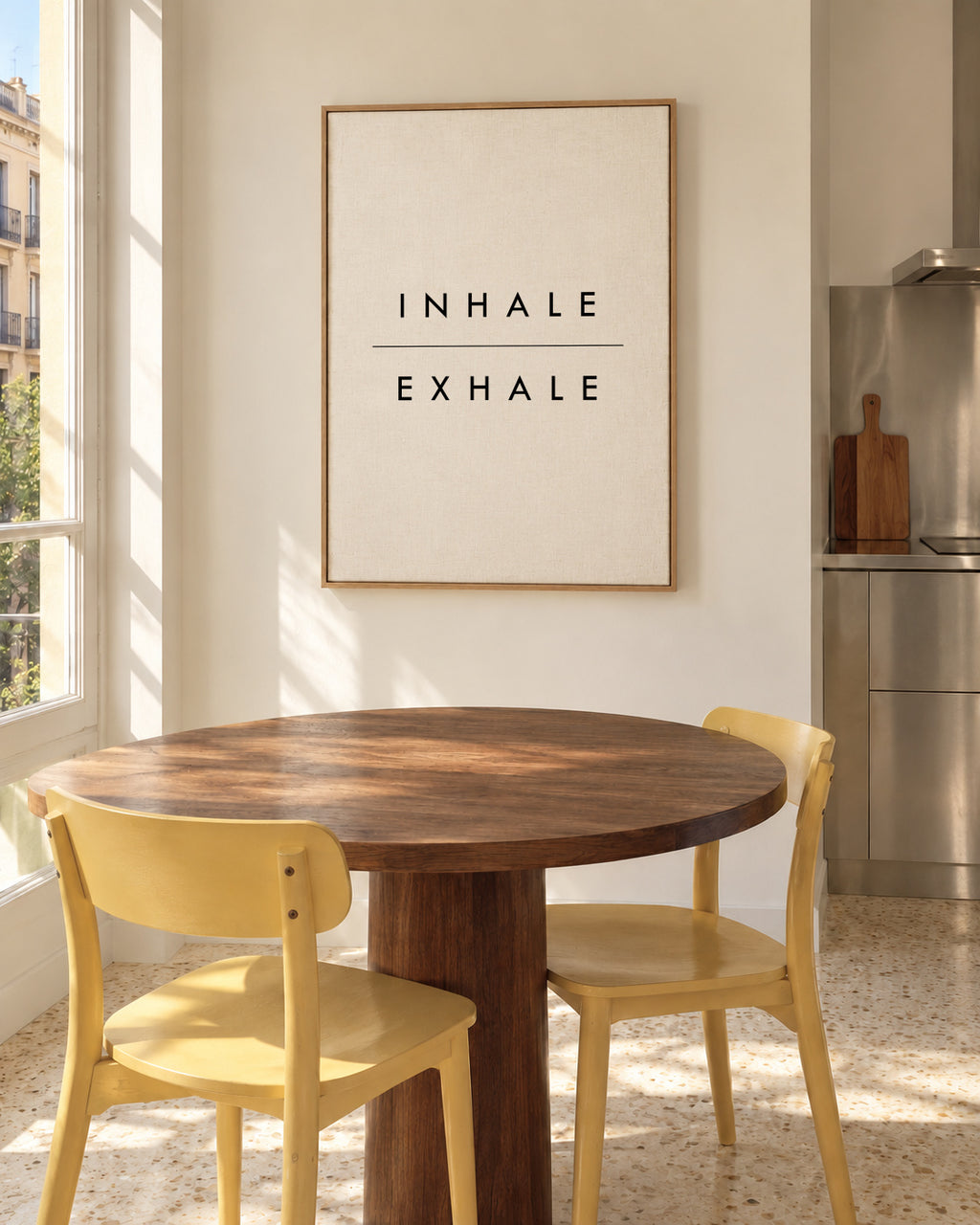 Inhale Exhale - Framed canvas in an interior