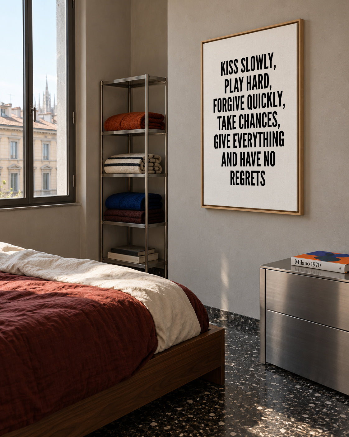 Kiss Slowly - Framed canvas in an interior