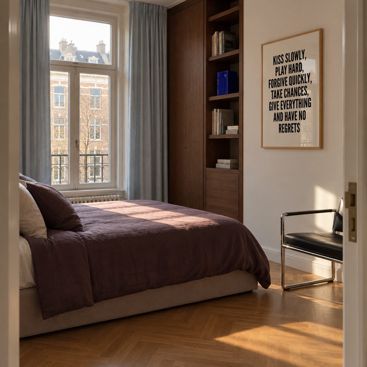 Kiss Slowly - Framed poster in an interior