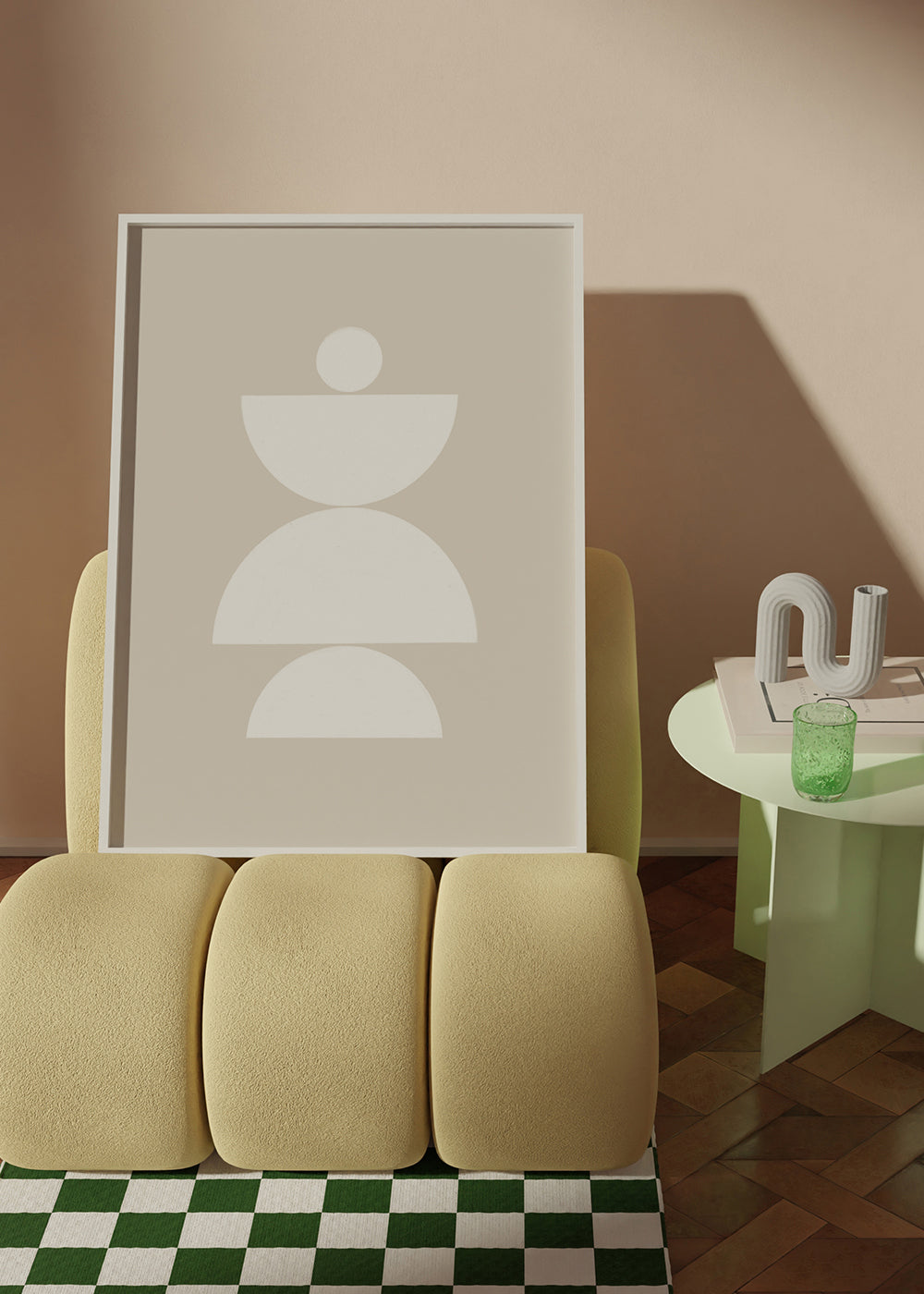 Geometrische poster met opgestapelde halfronden