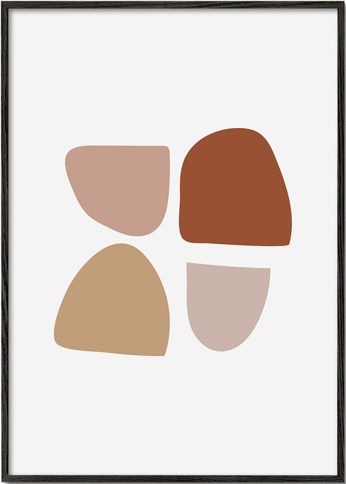 Minimalistische poster met organische beige en terracotta vormen