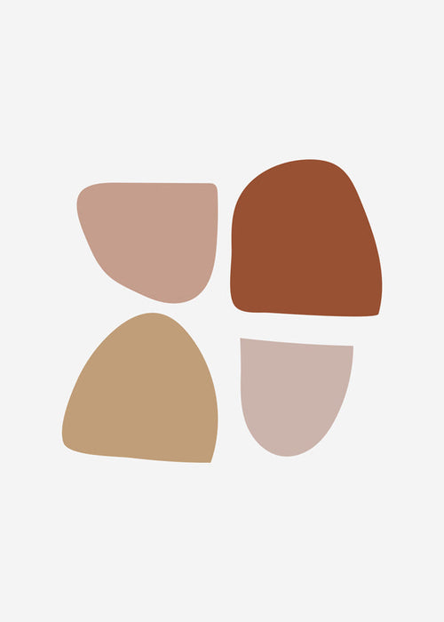 Minimalistische poster met organische beige en terracotta vormen