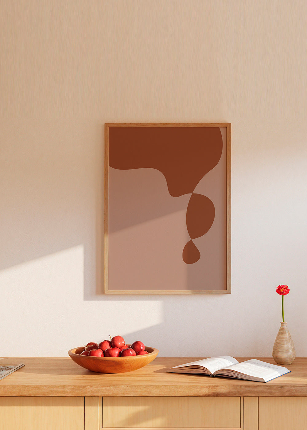 Organische abstracte kunst in aardetinten