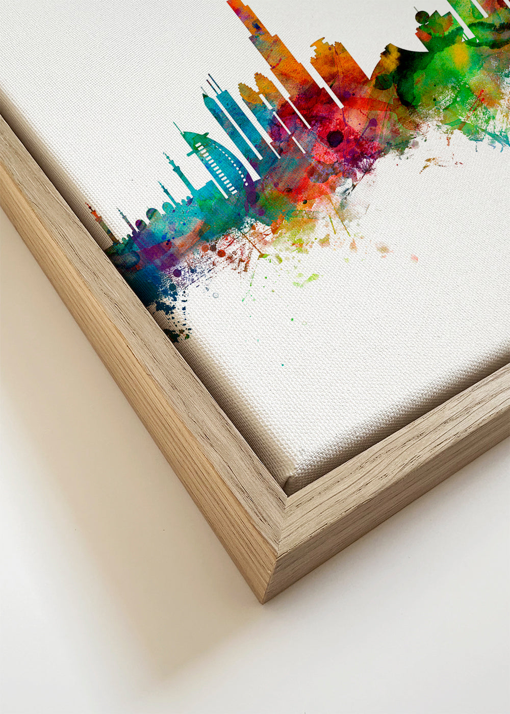 Stadskunst Dubai skyline aquarel