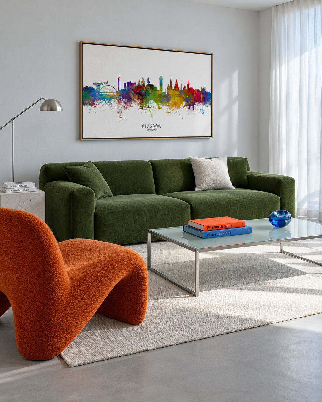 Glasgow Skyline multicolor - Framed canvas in an interior