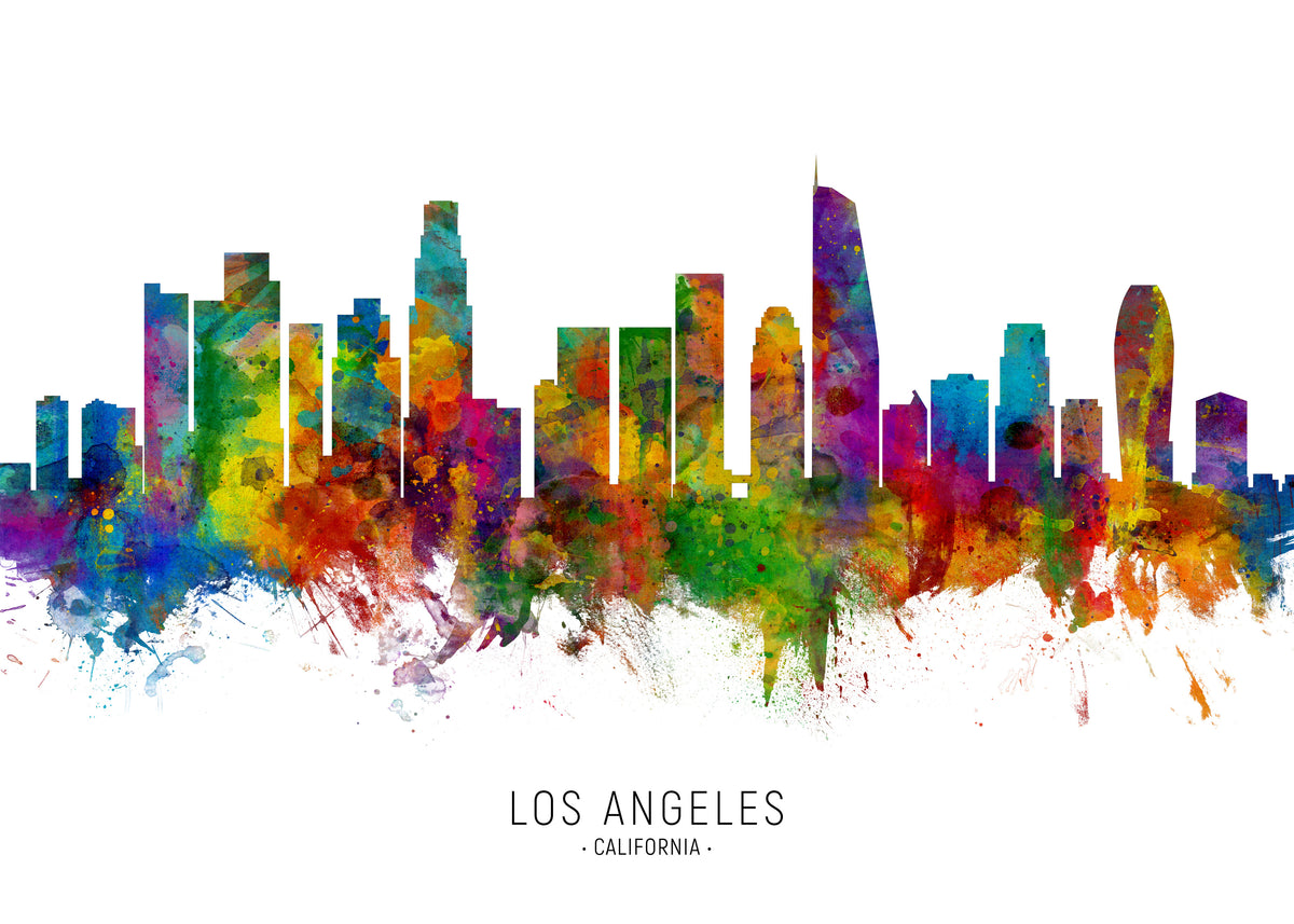 Los Angeles Skyline multicolor - Unframed art print