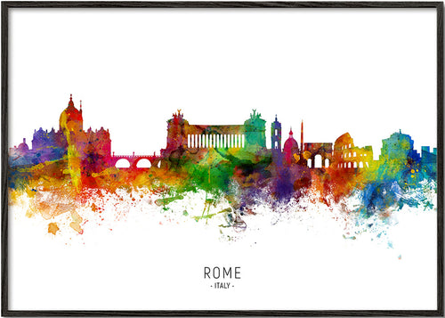 Reisposter: Rome skyline aquarel