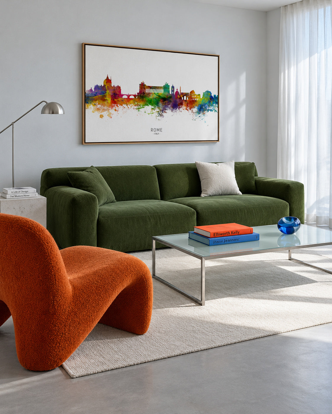 Rome Skyline multicolor - Framed canvas in an interior