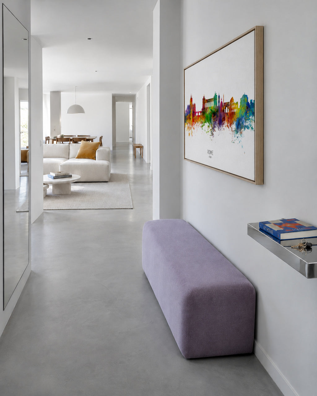 Rome Skyline multicolor - Framed canvas in an interior