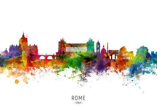 Reisposter: Rome skyline aquarel