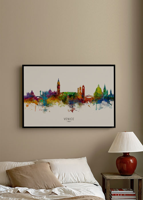 Venice Skyline multicolor - Framed poster in an interior
