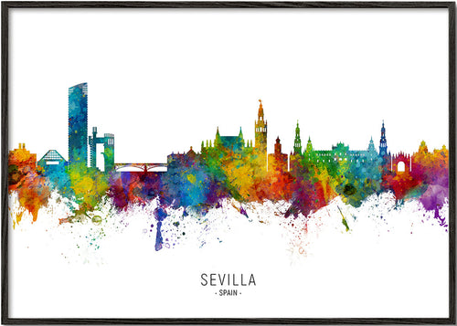 Reisposter: Sevilla skyline in aquarel