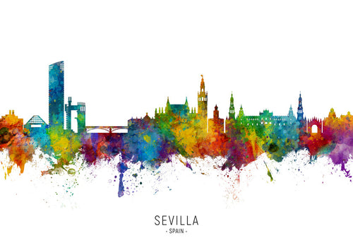 Reisposter: Sevilla skyline in aquarel